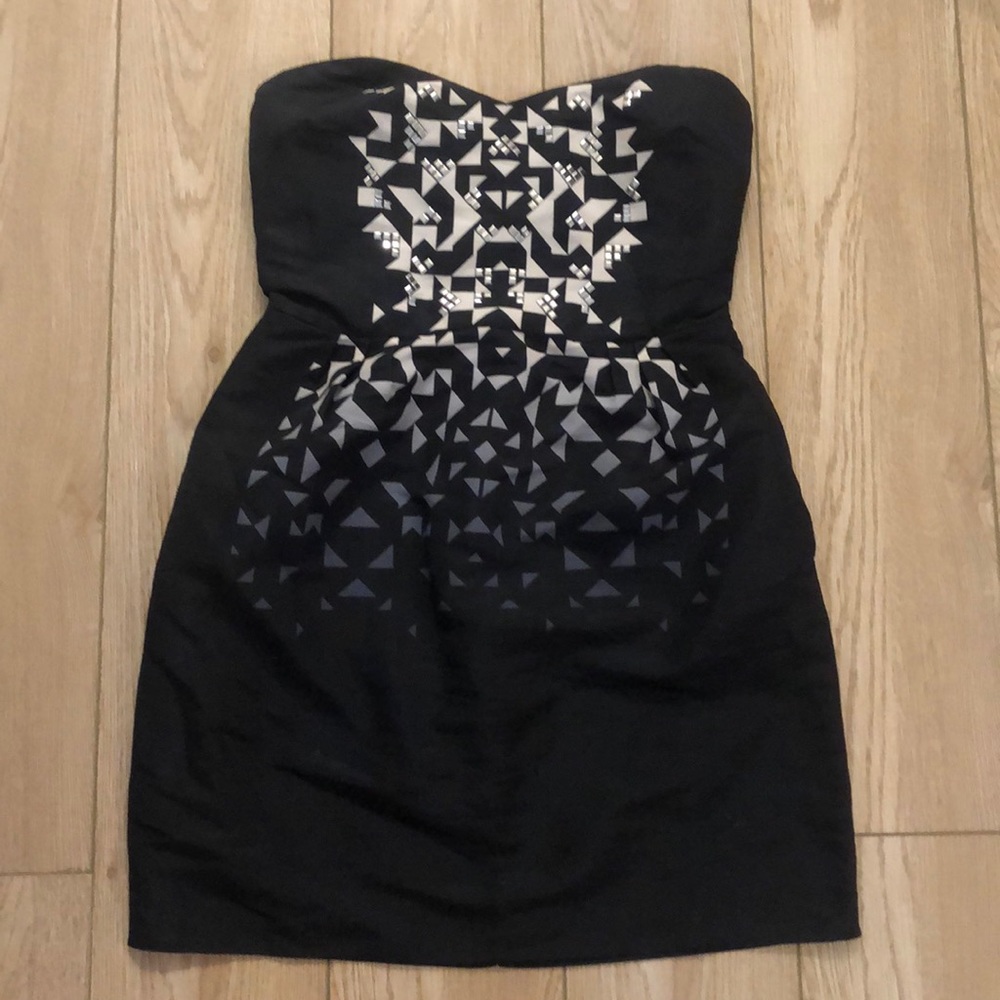 Little black dress strapless geometric studded 🖤